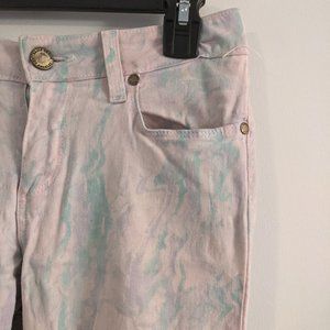 PAIGE Pink, Green and Purple Swirl Skinny Jeans